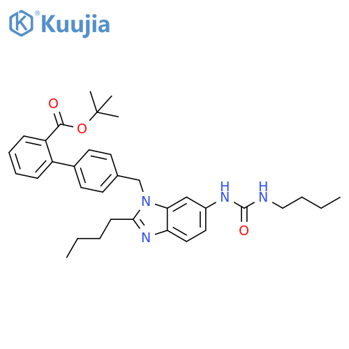 [1,1'-Biphenyl]-2-carboxylic acid, 4'-[[2-butyl-6-[[(butylamino)carbonyl]amino]-1H-benzimidazol-1-yl]methyl]-, 1,1-dimethylethyl ester structure