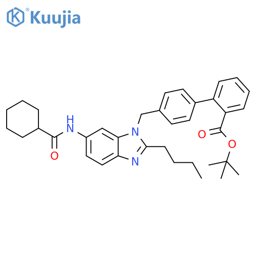 [1,1'-Biphenyl]-2-carboxylic acid, 4'-[[2-butyl-6-[(cyclohexylcarbonyl)amino]-1H-benzimidazol-1-yl]methyl]-, 1,1-dimethylethyl ester structure