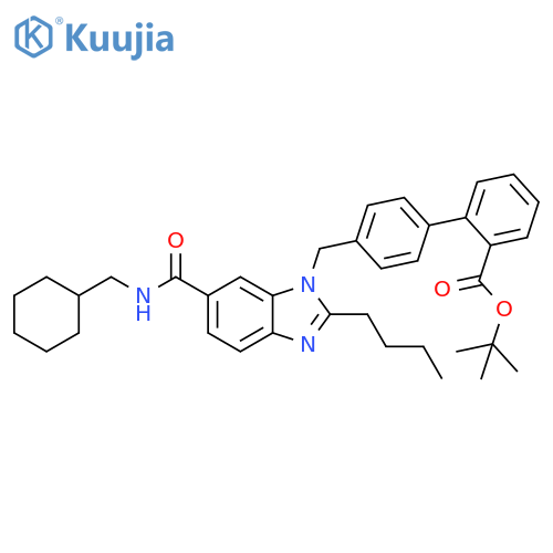 [1,1'-Biphenyl]-2-carboxylic acid,4'-[[2-butyl-6-[[(cyclohexylmethyl)amino]carbonyl]-1H-benzimidazol-1-yl]methyl]-, 1,1-dimethylethyl ester structure