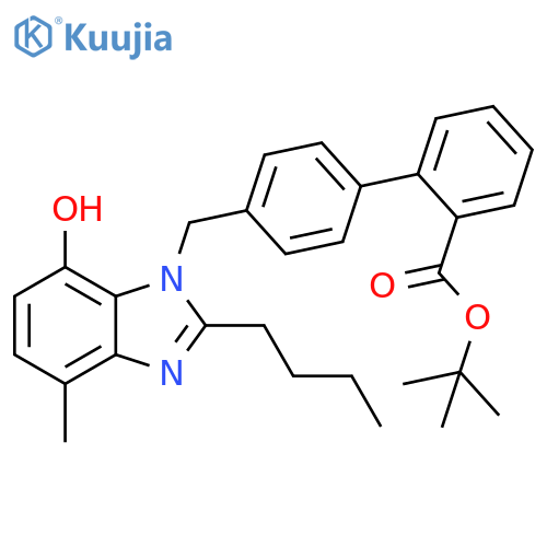 [1,1'-Biphenyl]-2-carboxylic acid, 4'-[(2-butyl-7-hydroxy-4-methyl-1H-benzimidazol-1-yl)methyl]-, 1,1-dimethylethyl ester structure
