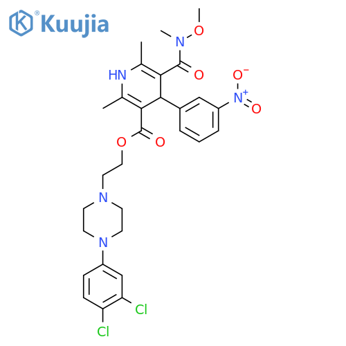 2-[4-(3,4-dichlorophenyl)piperazin-1-yl]ethyl 5-[methoxy(methyl)carbamoyl]-2,6-dimethyl-4-(3-nitrophenyl)-1,4-dihydropyridine-3-carboxylate structure