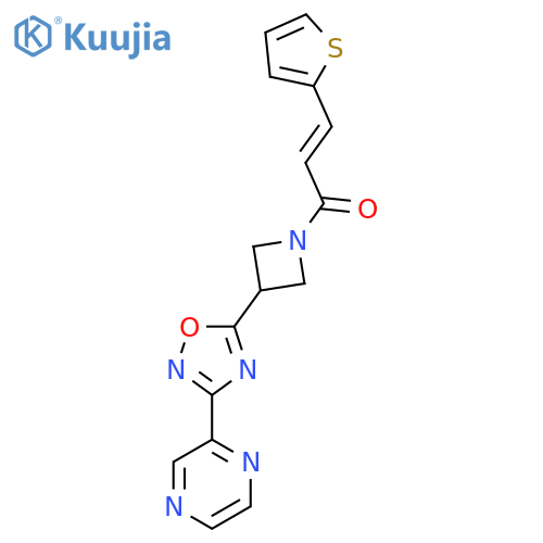 (2E)-1-{3-3-(pyrazin-2-yl)-1,2,4-oxadiazol-5-ylazetidin-1-yl}-3-(thiophen-2-yl)prop-2-en-1-one structure