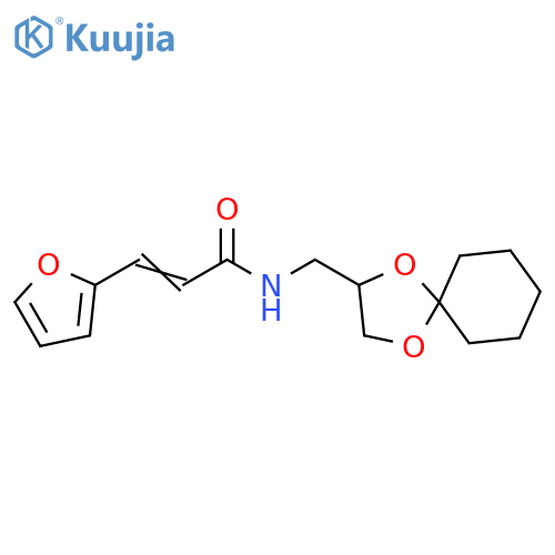(2E)-N-({1,4-dioxaspiro4.5decan-2-yl}methyl)-3-(furan-2-yl)prop-2-enamide structure