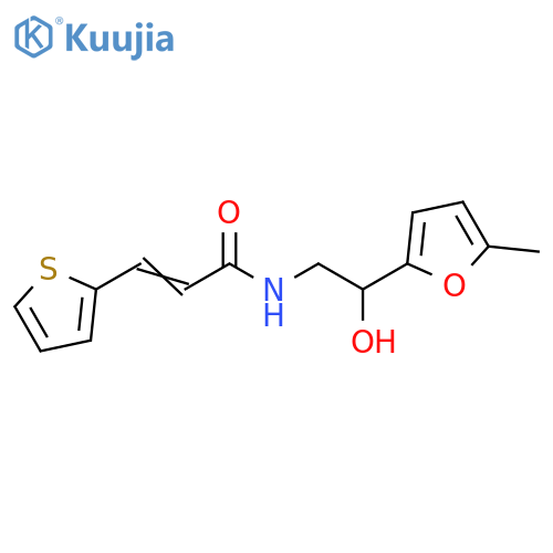 (2E)-N-2-hydroxy-2-(5-methylfuran-2-yl)ethyl-3-(thiophen-2-yl)prop-2-enamide structure