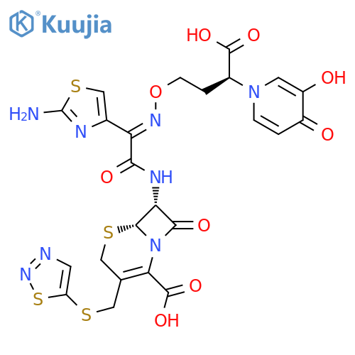 5-Thia-1-azabicyclo[4.2.0]oct-2-ene-2-carboxylicacid,7-[[(2-amino-4-thiazolyl)[[3-carboxy-3-(3-hydroxy-4-oxo-1(4H)-pyridinyl)propoxy]imino]acetyl]amino]-8-oxo-3-[(1,2,3-thiadiazol-5-ylthio)methyl]-,[6R-[6a,7b[Z(S*)]]]- (9CI) structure
