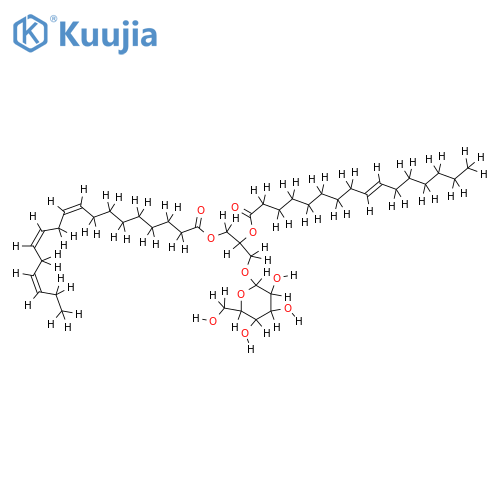 (2'S)-2'-O-(9E-hexadecenoyl)-3'-O-(9Z,12Z,15Z-octadecatrienoyl)-beta-D-galactopyranoside structure