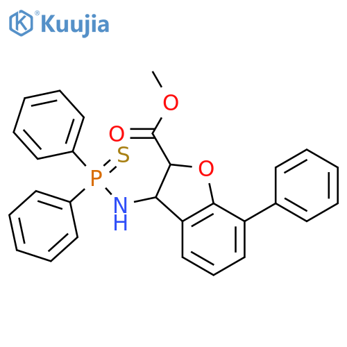 2-Benzofurancarboxylic acid, 3-[(diphenylphosphinothioyl)amino]-2,3-dihydro-7-phenyl-, methyl ester, (2R,3R)-rel- structure