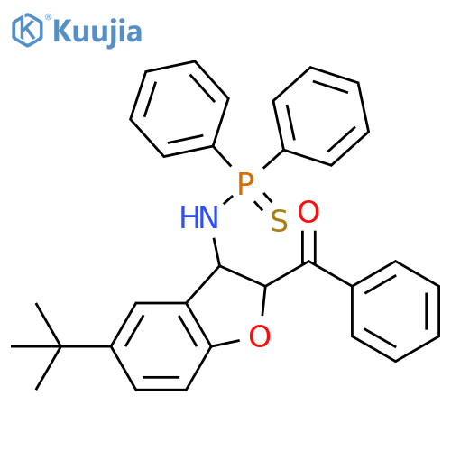 Phosphinothioic amide, N-[(2R,3R)-2-benzoyl-5-(1,1-dimethylethyl)-2,3-dihydro-3-benzofuranyl]-P,P-diphenyl-, rel- structure