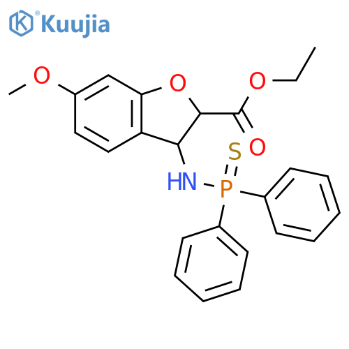 2-Benzofurancarboxylic acid, 3-[(diphenylphosphinothioyl)amino]-2,3-dihydro-6-methoxy-, ethyl ester, (2R,3R)-rel- structure