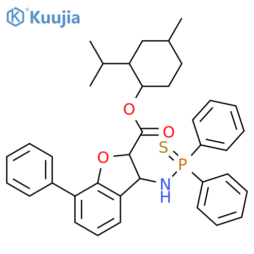 2-Benzofurancarboxylic acid, 3-[(diphenylphosphinothioyl)amino]-2,3-dihydro-7-phenyl-, (1R,2S,4S)-4-methyl-2-(1-methylethyl)cyclohexyl ester, (2R,3R)-rel- structure