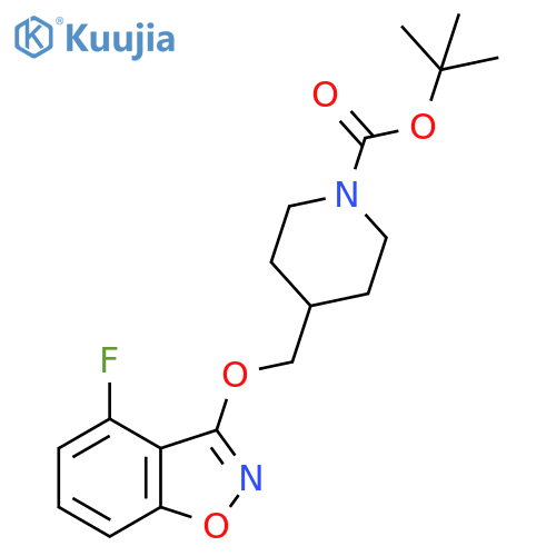tert-butyl 4-[(4-fluoro-1,2-benzoxazol-3-yl)oxymethyl]piperidine-1-carboxylate structure