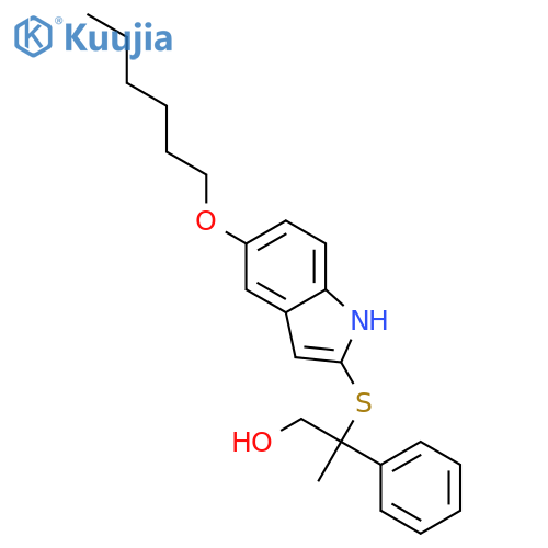 2-{[5-(hexyloxy)-1H-indol-2-yl]sulfanyl}-2-phenylpropan-1-ol structure
