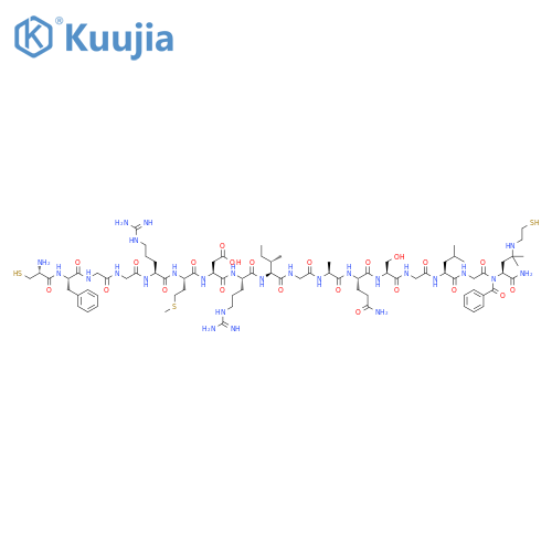 L-Cysteinyl-L-phenylalanylglycylglycyl-L-arginyl-L-methionyl-L-α-aspartyl-L-arginyl-L-isoleucylglycyl-L-alanyl-L-glutaminyl-L-serylglycyl-L-leucylglycyl-4-[(2-mercaptoethyl)amino]benzoyl-L-leucinamide structure