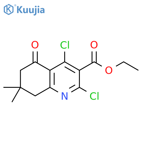 ETHYL 2,4-DICHLORO-7,7-DIMETHYL-5-OXO-5,6,7,8-TETRAHYDROQUINOLINE-3-CARBOXYLATE structure