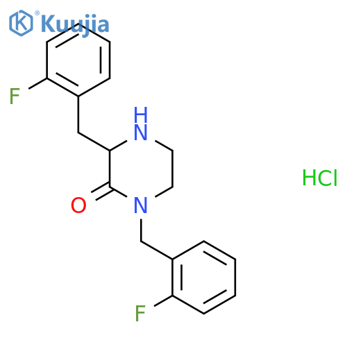 1,3-Bis[(2-fluorophenyl)methyl]piperazin-2-one;hydrochloride structure