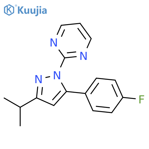 Pyrimidine, 2-[5-(4-fluorophenyl)-3-(1-methylethyl)-1H-pyrazol-1-yl]- structure