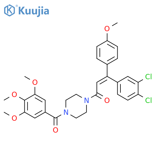 Piperazine, 1-[3-(3,4-dichlorophenyl)-3-(4-methoxyphenyl)-1-oxo-2-propenyl]-4-(3,4,5-trimethoxybenzoyl)-, (Z)- (9CI) structure