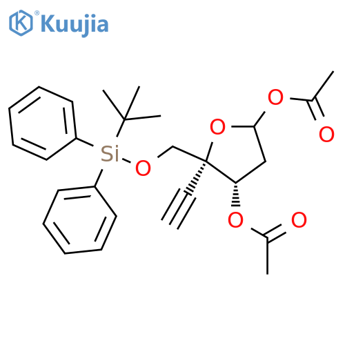D-erythro-Pentofuranose, 2-deoxy-5-O-[(1,1-dimethylethyl)diphenylsilyl]-4-C-ethynyl-, 1,3-diacetate structure