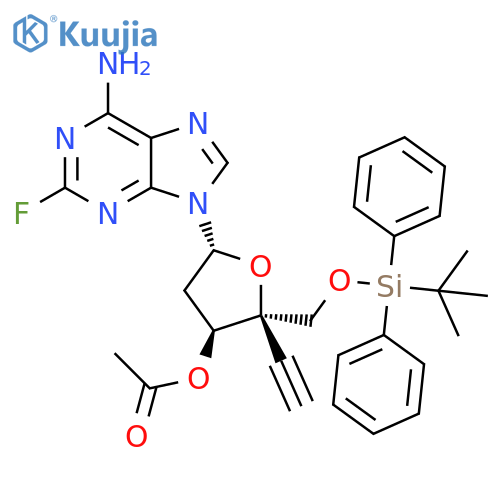 Adenosine, 2'-deoxy-5'-O-[(1,1-dimethylethyl)diphenylsilyl]-4'-C-ethynyl-2-fluoro-, 3'-acetate structure