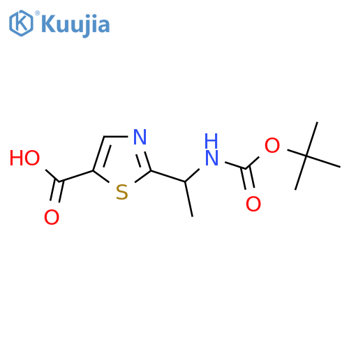2-(1-{(tert-butoxy)carbonylamino}ethyl)-1,3-thiazole-5-carboxylic acid structure