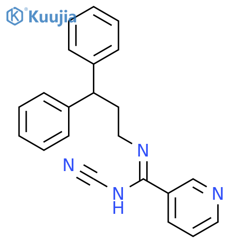 3-Pyridinecarboximidamide, N-cyano-N'-(3,3-diphenylpropyl)- structure