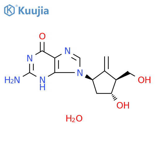 2-amino-9-[(1S,3R,4S)-4-hydroxy-3-(hydroxymethyl)-2-methylidenecyclopentyl]-3H-purin-6-onehydrate structure