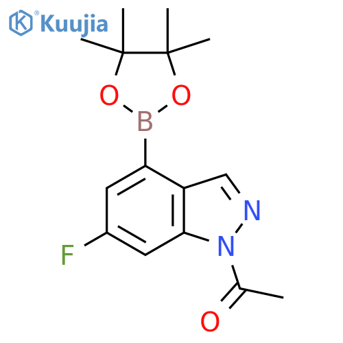 1-[6-fluoro-4-(4,4,5,5-tetramethyl-1,3,2-dioxaborolan-2-yl)indazol-1-yl]ethanone structure