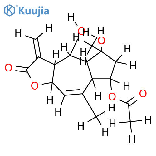 2alpha-acetoxy-4alpha,6alpha-dihydroxy-1beta,5alphaH-guai-9(10),11(13)-dien-12,8alpha-olide structure
