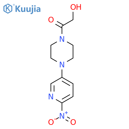 2-Hydroxy-1-(4-(6-nitropyridin-3-yl)piperazin-1-yl)ethanone structure