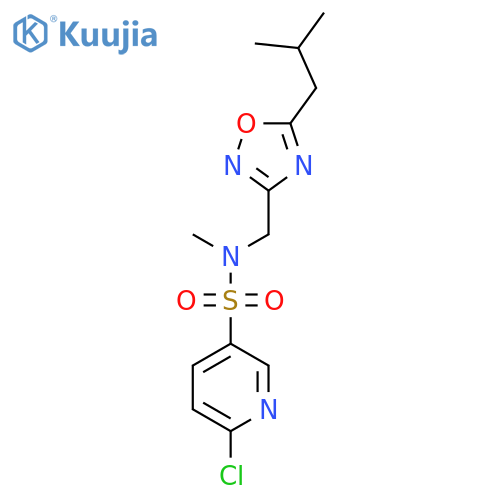 6-chloro-N-methyl-N-{[5-(2-methylpropyl)-1,2,4-oxadiazol-3-yl]methyl}pyridine-3-sulfonamide structure