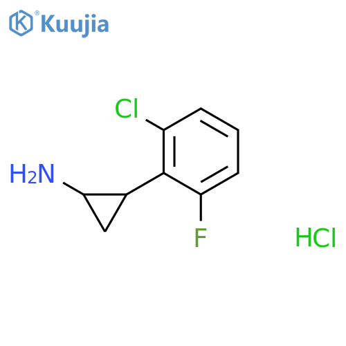 2-(2-Chloro-6-fluorophenyl)cyclopropan-1-amine hydrochloride structure