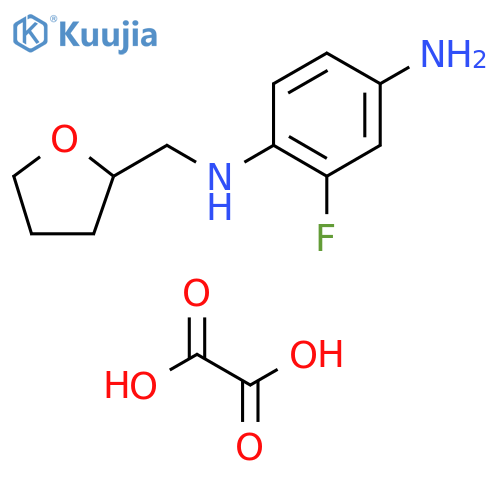 2-fluoro-N1-[(oxolan-2-yl)methyl]benzene-1,4-diamine; bis(oxalic acid) structure