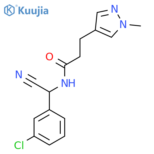 N-[(3-chlorophenyl)(cyano)methyl]-3-(1-methyl-1H-pyrazol-4-yl)propanamide structure
