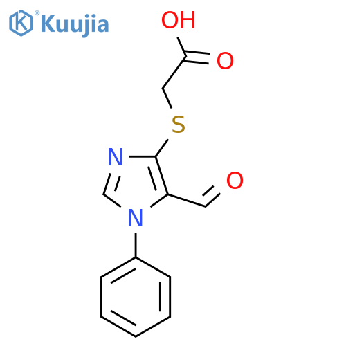 2-(5-formyl-1-phenyl-1H-imidazol-4-yl)sulfanylacetic acid structure