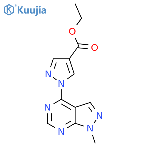 ethyl 1-{1-methyl-1H-pyrazolo3,4-dpyrimidin-4-yl}-1H-pyrazole-4-carboxylate structure