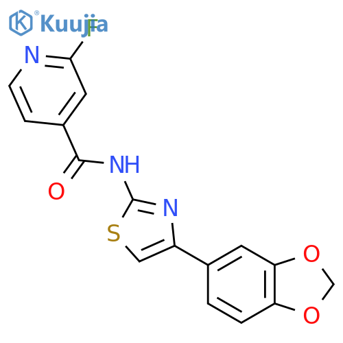 N-[4-(2H-1,3-benzodioxol-5-yl)-1,3-thiazol-2-yl]-2-fluoropyridine-4-carboxamide structure