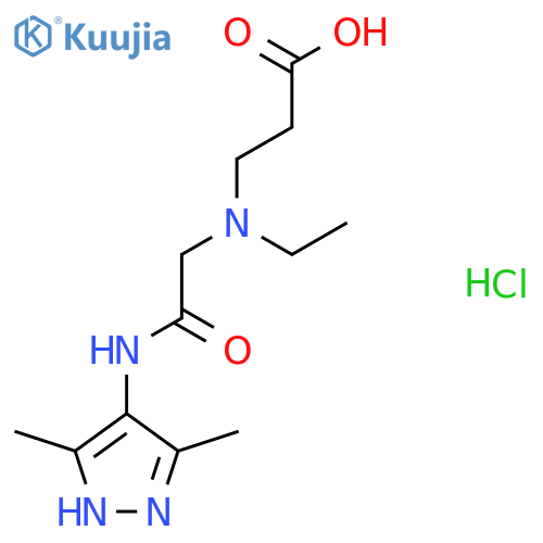3-({(3,5-dimethyl-1H-pyrazol-4-yl)carbamoylmethyl}(ethyl)amino)propanoic acid hydrochloride structure