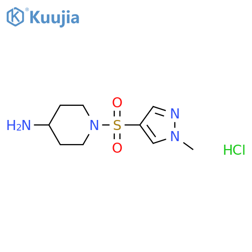 1-[(1-methyl-1H-pyrazol-4-yl)sulfonyl]piperidin-4-amine hydrochloride structure