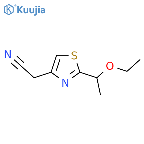 2-2-(1-ethoxyethyl)-1,3-thiazol-4-ylacetonitrile structure