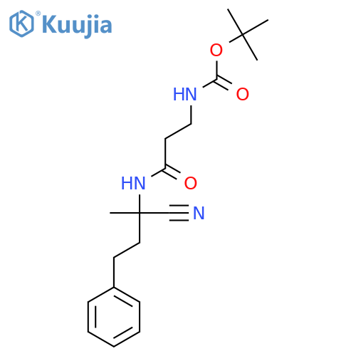 tert-butyl N-{2-(1-cyano-1-methyl-3-phenylpropyl)carbamoylethyl}carbamate structure