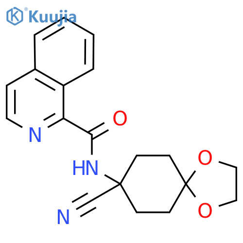 N-{8-cyano-1,4-dioxaspiro[4.5]decan-8-yl}isoquinoline-1-carboxamide structure