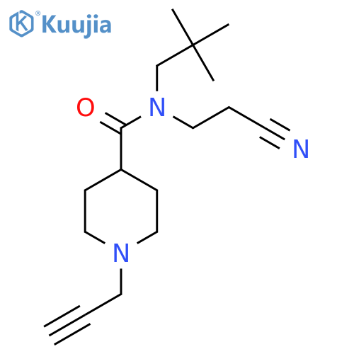 N-(2-cyanoethyl)-N-(2,2-dimethylpropyl)-1-(prop-2-yn-1-yl)piperidine-4-carboxamide structure