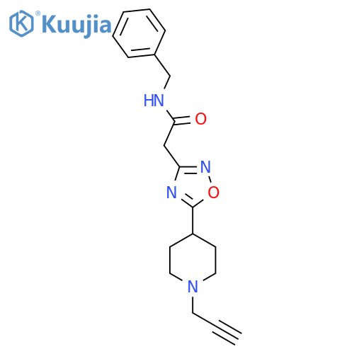 N-benzyl-2-{5-1-(prop-2-yn-1-yl)piperidin-4-yl-1,2,4-oxadiazol-3-yl}acetamide structure