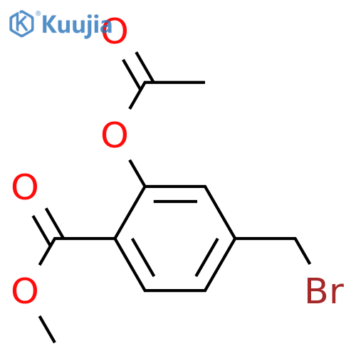 Benzoic acid, 2-(acetyloxy)-4-(bromomethyl)-, methyl ester structure