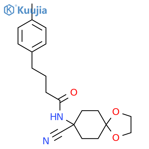 N-{8-cyano-1,4-dioxaspiro[4.5]decan-8-yl}-4-(4-methylphenyl)butanamide structure