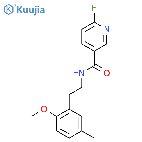 6-fluoro-N-[2-(2-methoxy-5-methylphenyl)ethyl]pyridine-3-carboxamide structure