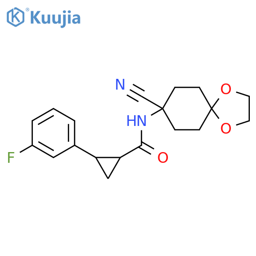 Cyclopropanecarboxamide, N-(8-cyano-1,4-dioxaspiro[4.5]dec-8-yl)-2-(3-fluorophenyl)- structure