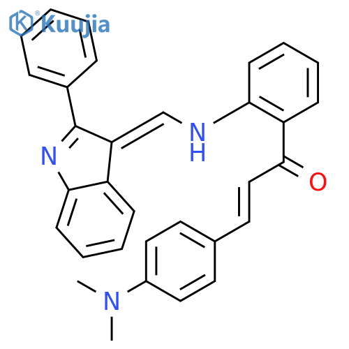 (2E)-3-[4-(dimethylamino)phenyl]-1-(2-{[(E)-(2-phenyl-3H-indol-3-ylidene)methyl]amino}phenyl)prop-2-en-1-one structure