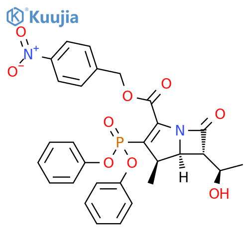 (4-Nitrophenyl)methyl (4R,5S,6S)-3-(diphenoxyphosphinyl)-6-[(1R)-1-hydroxyethyl]-4-methyl-7-oxo-1-azabicyclo[3.2.0]hept-2-ene-2-carboxylate structure