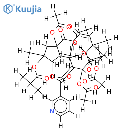 2alpha-isobutyroyloxy-3alpha-nicotinoyloxy-5beta,7alpha,8alpha,9alpha,15beta-pentaaacetoxyjatropha-6(17),(11E)-diene-14-one structure